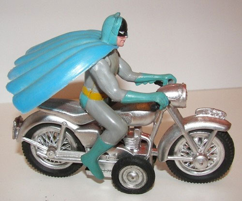 vintage batman riding motorcycle toy