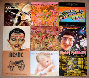 collection of vintage records LPs