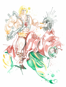 He-Man and Battlecat Watercolor