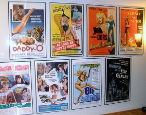vintage movie poster collection on display