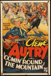 Vintage movie poster for Gene Autry's Comin' Round the Mountain
