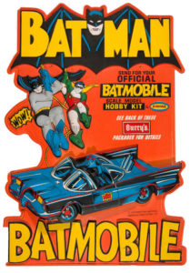 "BATMAN" HUGE AND IMPRESSIVE 1966 "BURRY'S COOKIES" VACU-FORM DISPLAY W/ BATMOBILE KIT OFFER.