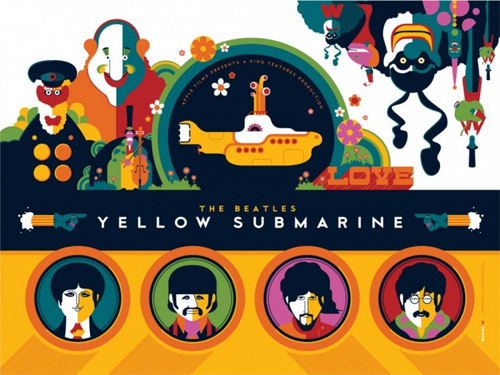 Beatles Yellow Submarine posters by Tom Whalen 