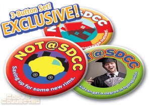 not at san diego comic-con sdcc 3 buttons