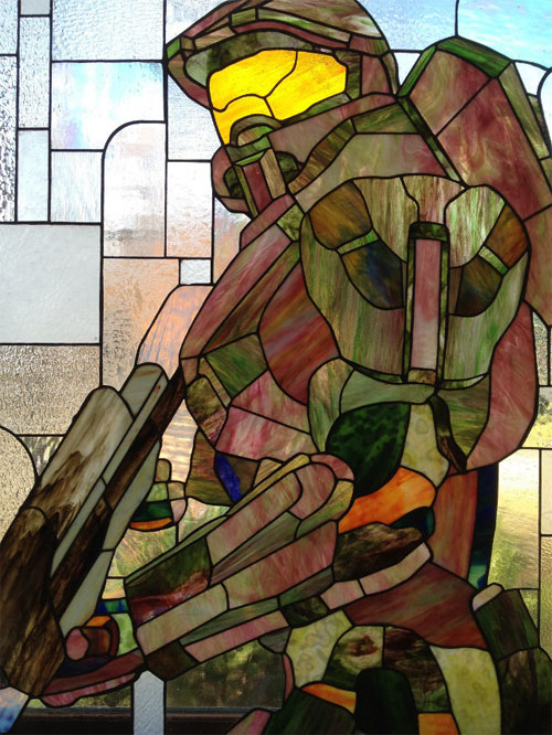 halo master chief stained glass